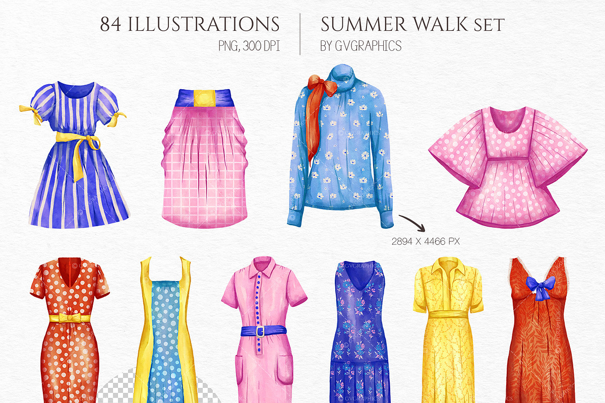 Summer Walk Illustrations, an Object Illustration by GVGraphics (Photo 2 of 8)