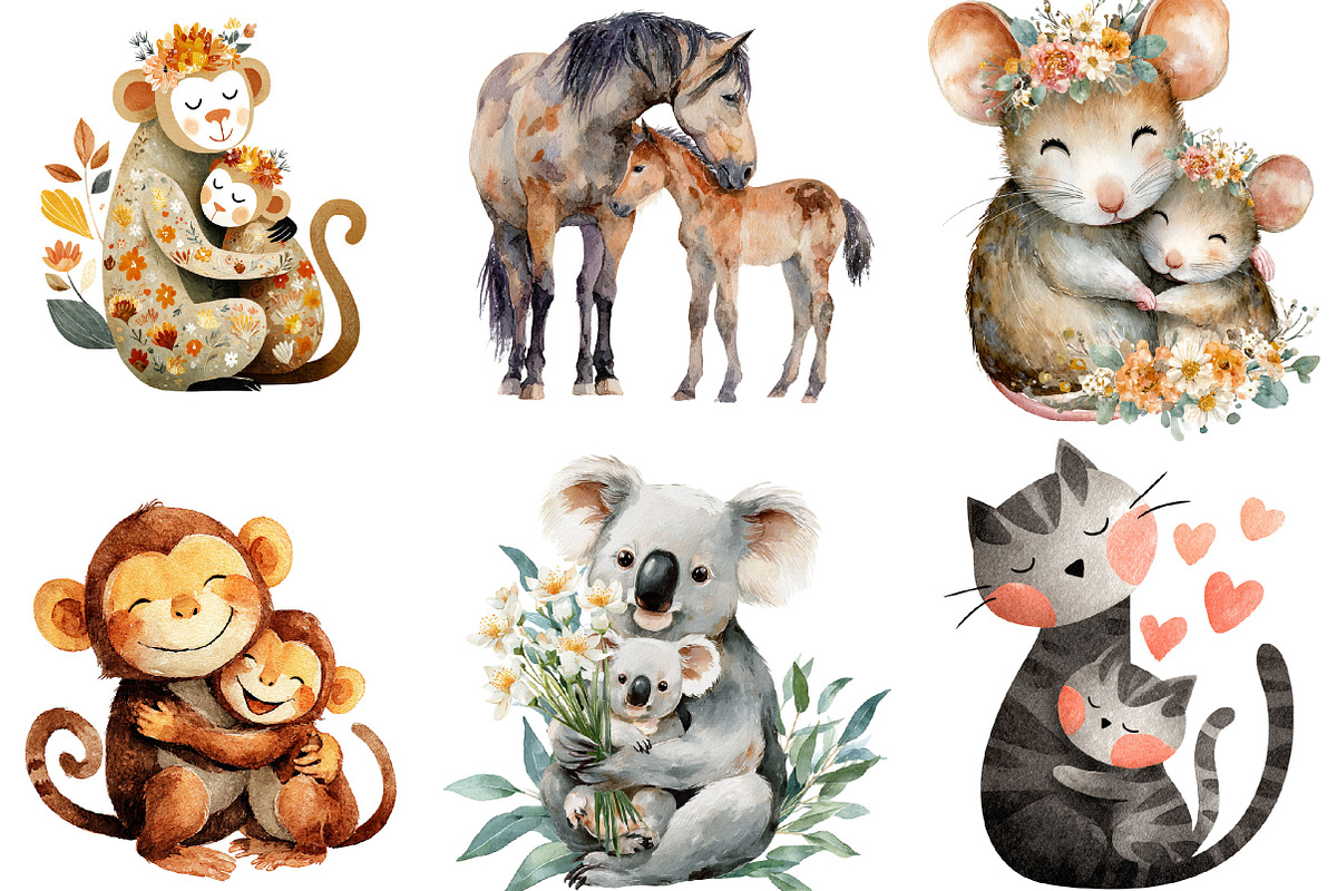 Mother's Day Clipart, Mama and Baby, an Illustration by Designking (Photo 5 of 5)