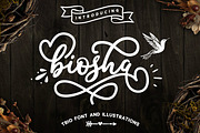Biosha Font trio and extras, a Script Font by BlackCatsMedia (Thumbnail 1 of 10)