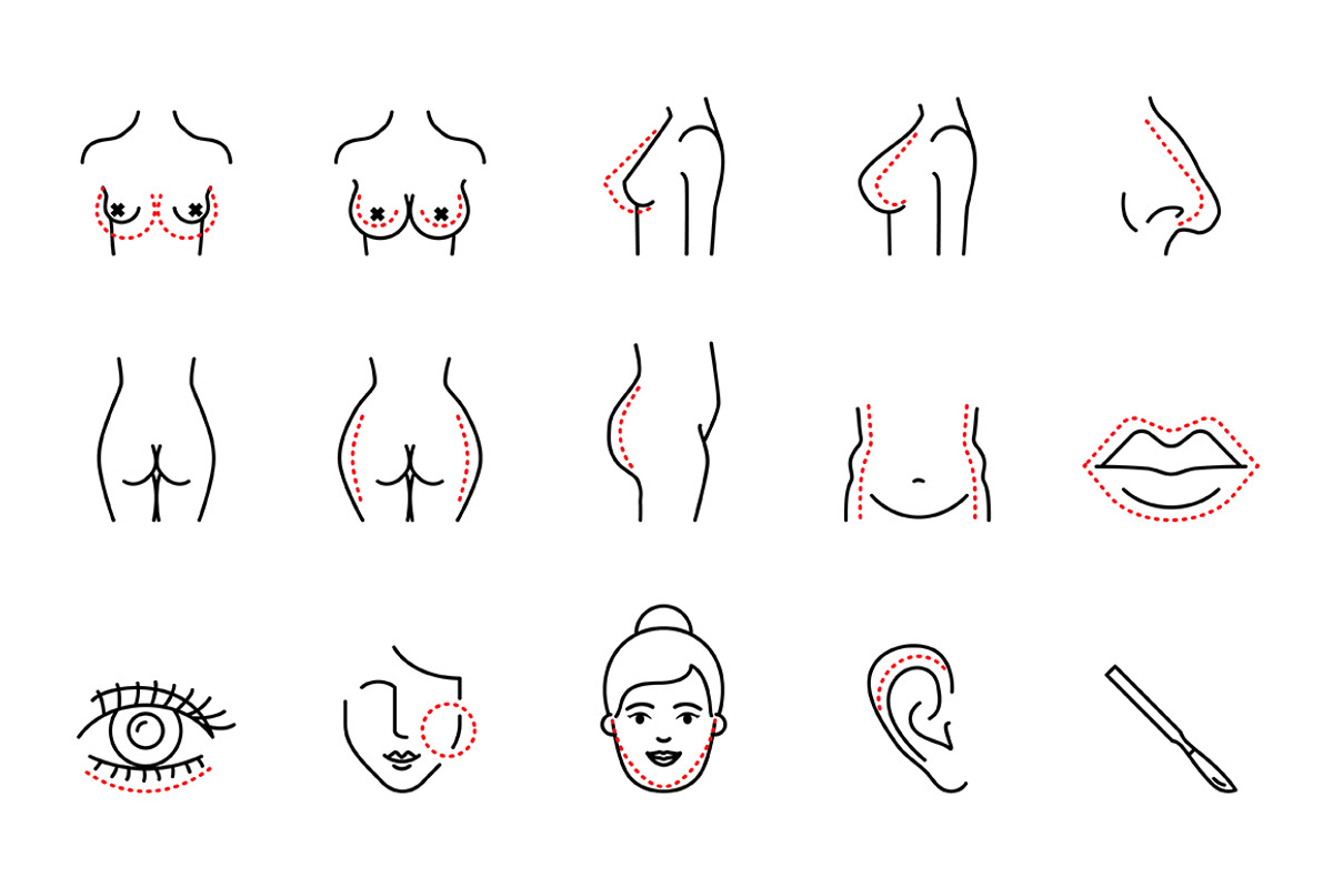 Plastic surgery icons, an Outline Icon by mayrum (Photo 2 of 2)