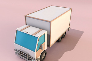 Cartoon Truck Low Poly 3D Model