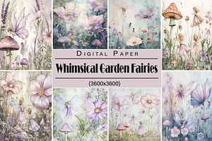 Whimsical Garden Fairies, a Background Graphic by Printable Treasure