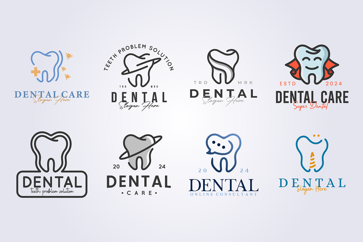 set of dental and dentist tooth logo, a Branding & Logo Template by Lodzrov