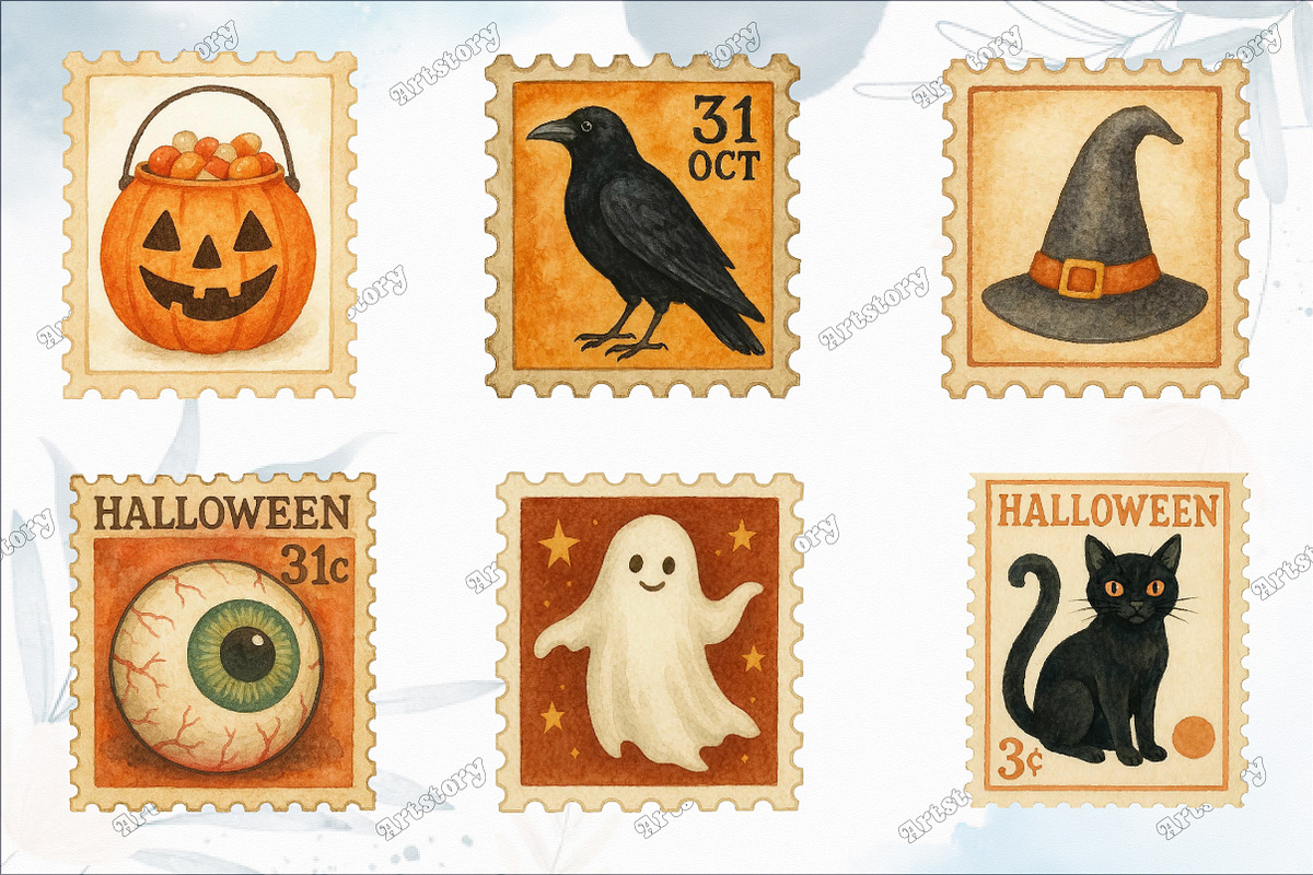 Halloween Postage Stamp Clipart, an Illustration by designcity5 (Photo 2 of 5)