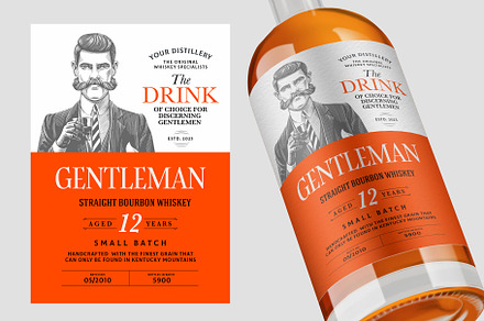 Vintage Gentleman Whiskey Label