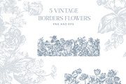 Vintage Line Art Flowers clipart, a Decorative Illustration by BlumenSoul (Thumbnail 6 of 10)