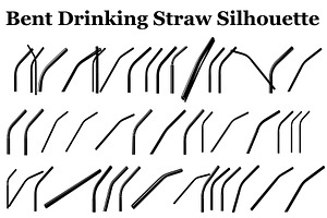 Bent Drinking Straw Silhouettes, a Graphic by hafijul
