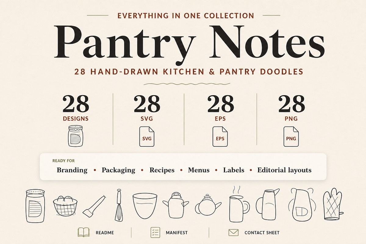 28 Hand-Drawn Kitchen Doodles, a Food Illustration by Designs24hr (Photo 9 of 9)