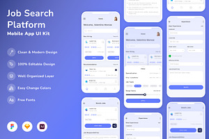 Job Search Platform App UI Kit, an UI Kit Template by Betush