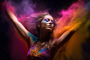 girl painted with colored powder, a Beauty & Fashion Photo by Virgo Studio