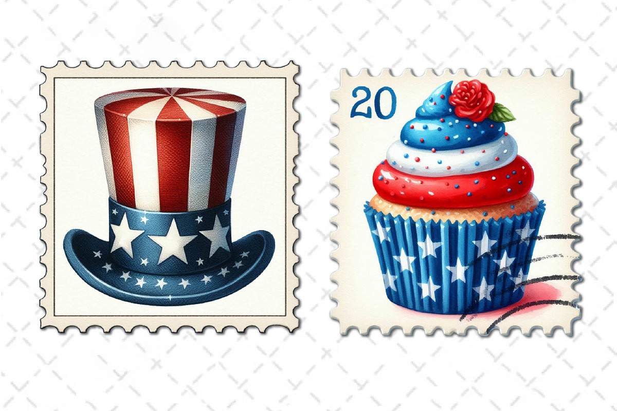 4th of July Postage Stamp Clipart, an Illustration by Dream Creation (Photo 5 of 5)