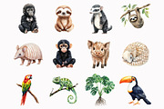 Watercolor Little Jungle Friends Cli, a Seasonal Illustration by Design Market (Thumbnail 3 of 5)
