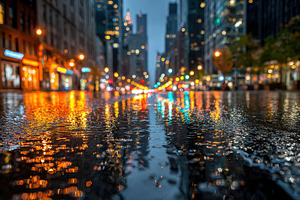 Rainy Night Cityscape Reflections We, a Photo by Pixeness Studio