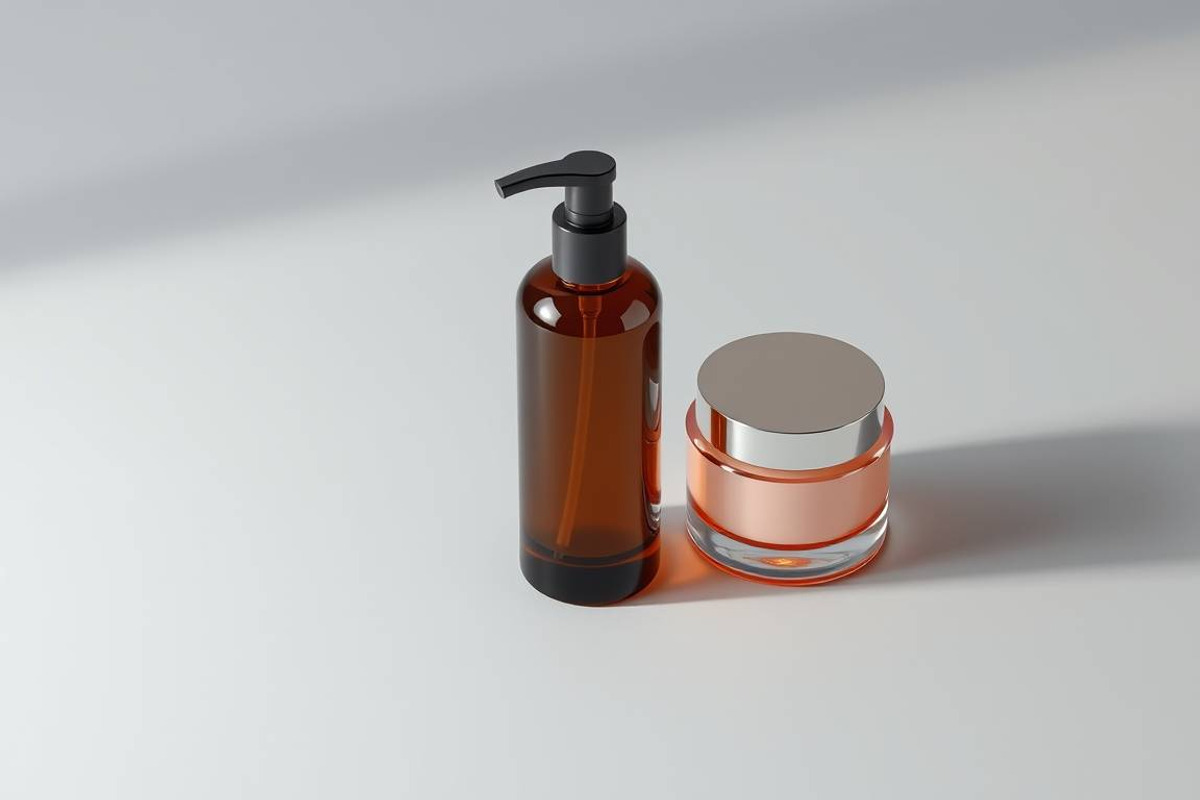 63 Skincare Bottle & Jar Set Mockup, an Advertising Mockup by adenpinkstore (Photo 19 of 25)