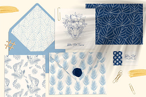 Blue Ink Tropics Graphic Set