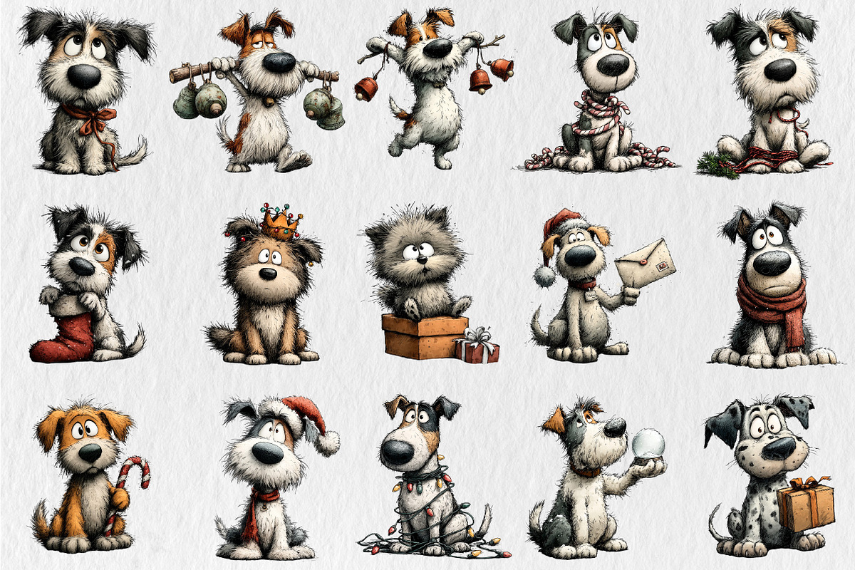 Whimsical Christmas Dog Clipart, a Seasonal Illustration by Rose Art (Photo 2 of 5)
