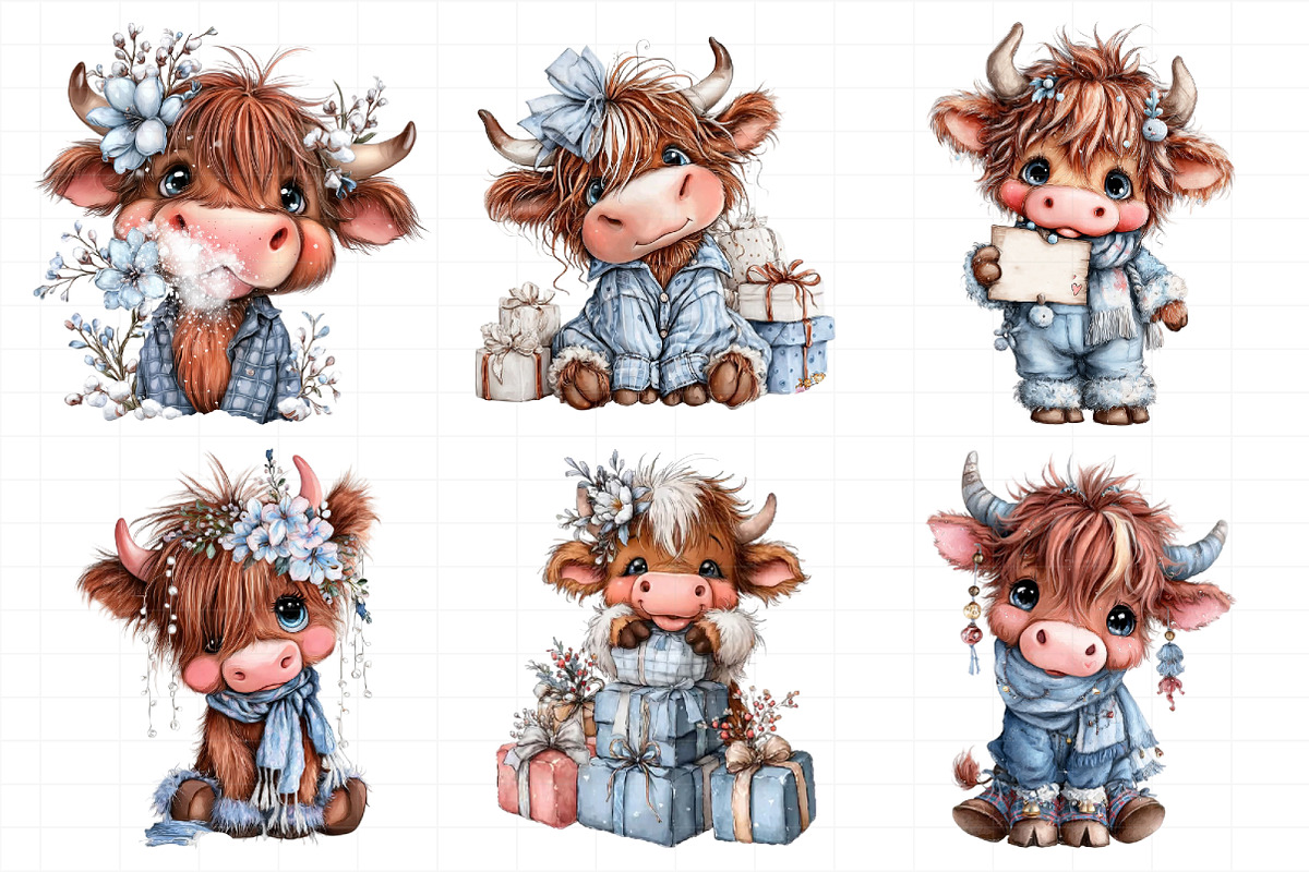 Cute & Funny Festive Highland Cow, an Illustration by Daily.Designs (Photo 3 of 5)