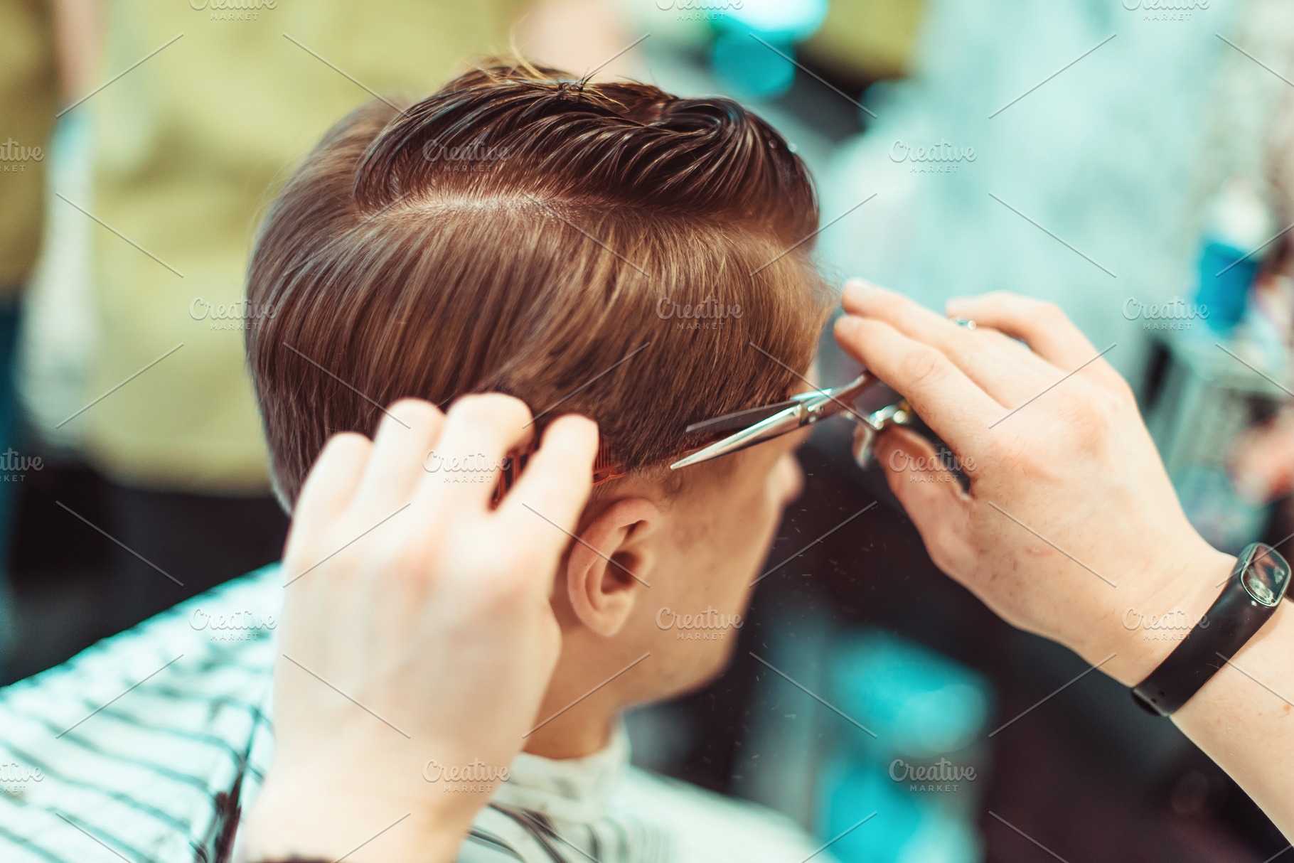 Men's beauty salon. Haircut closeup., a Beauty & Fashion Photo by Rov.7