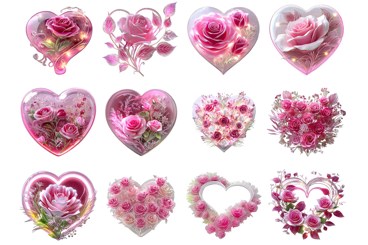Elegant Rose Heart Clipart, an Illustration by DreamArtGraphic (Photo 5 of 5)