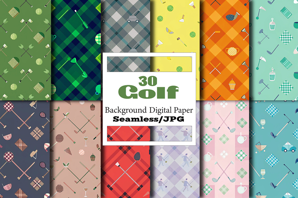 Golf Digital Paper Pack, a Pattern Graphic by Wow Magic