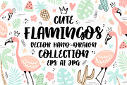 Flamingo hand-drawn collection, an Animal Illustration by Samsonchik Store (Thumbnail 1 of 7)