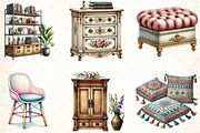 Home Furniture Clipart Watercolor, an Illustration by DreamCafeArt (Thumbnail 2 of 3)