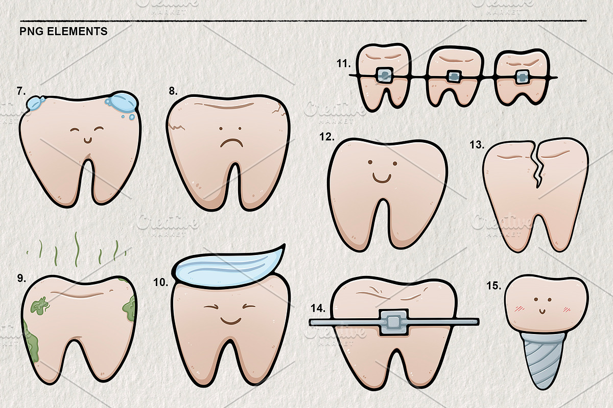 Set of teeth dentistry 15 PNG, a Healthcare Illustration by LOKSKIH (Photo 3 of 4)