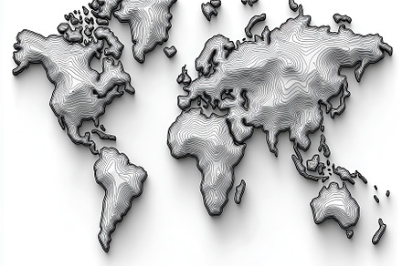 3D Topographic World Map Black White, a Background Photo by Pixeness