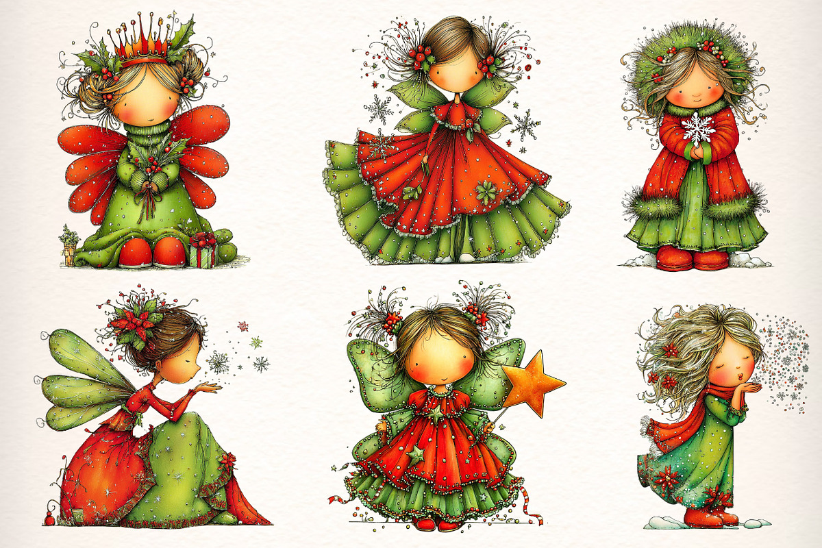Whimsical Christmas Fairy Clipart, an Illustration by Dream Creation (Photo 6 of 7)