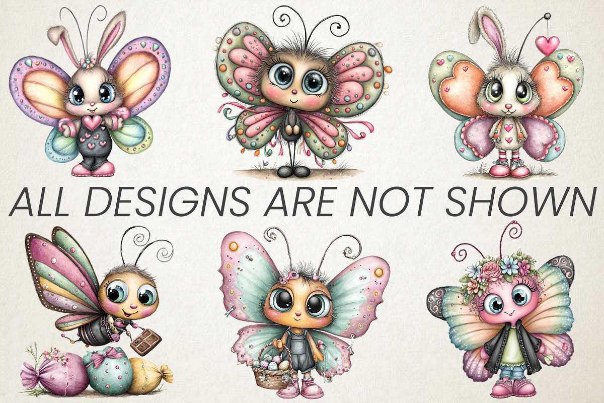 Whimsical Easter Butterfly Clipart, an Animal Illustration by RobertsArt (Photo 3 of 6)