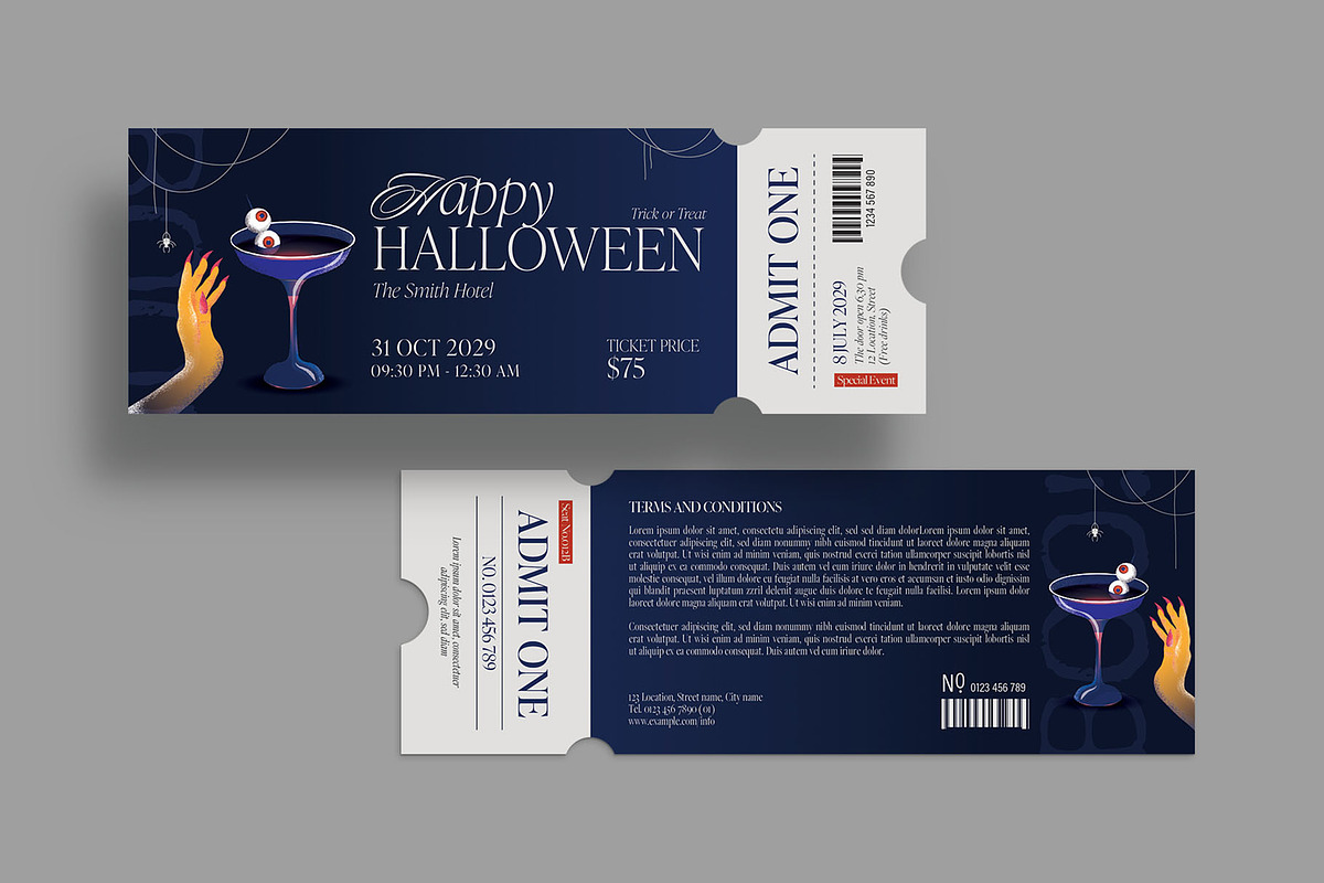 Halloween Ticket Template, a Stationery Template by BrandPacks (Photo 5 of 5)