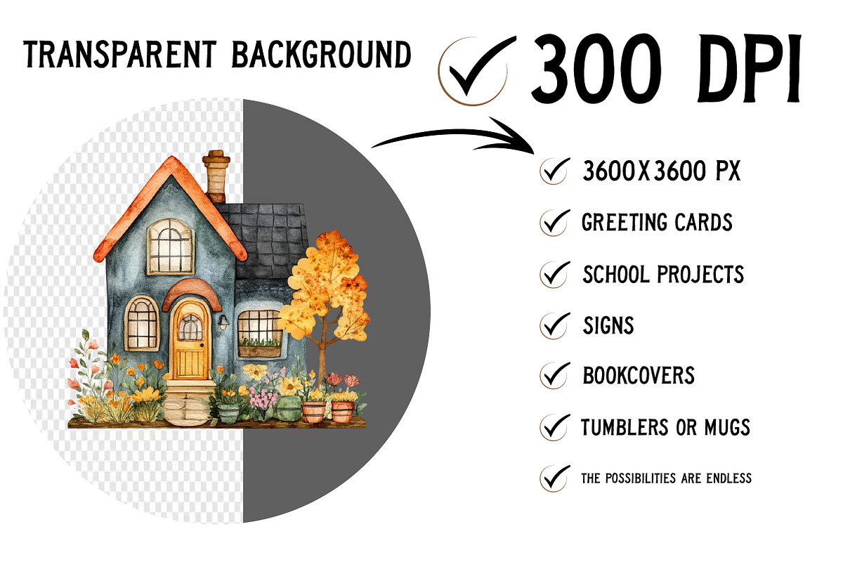 Watercolor Houses Clipart, an Illustration by Craft Nest (Photo 2 of 12)