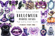 Halloween & Purple Roses Clipart, an Illustration by CreationArt (Thumbnail 1 of 9)