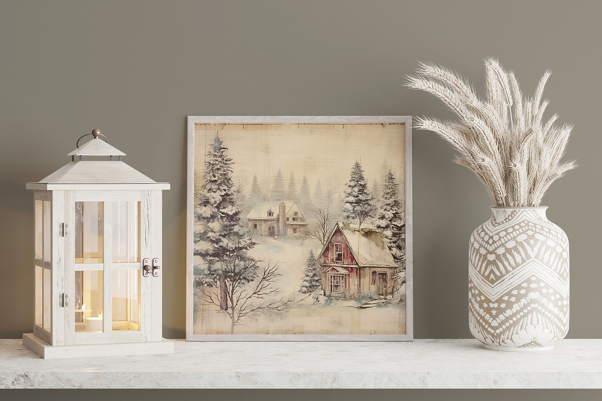 Vintage Christmas Digital Paper, a Seasonal Illustration by Vasmila (Photo 2 of 6)