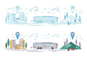 Bus travel, line art set, a Transportation Illustration by Good Studio (Thumbnail 1 of 4)