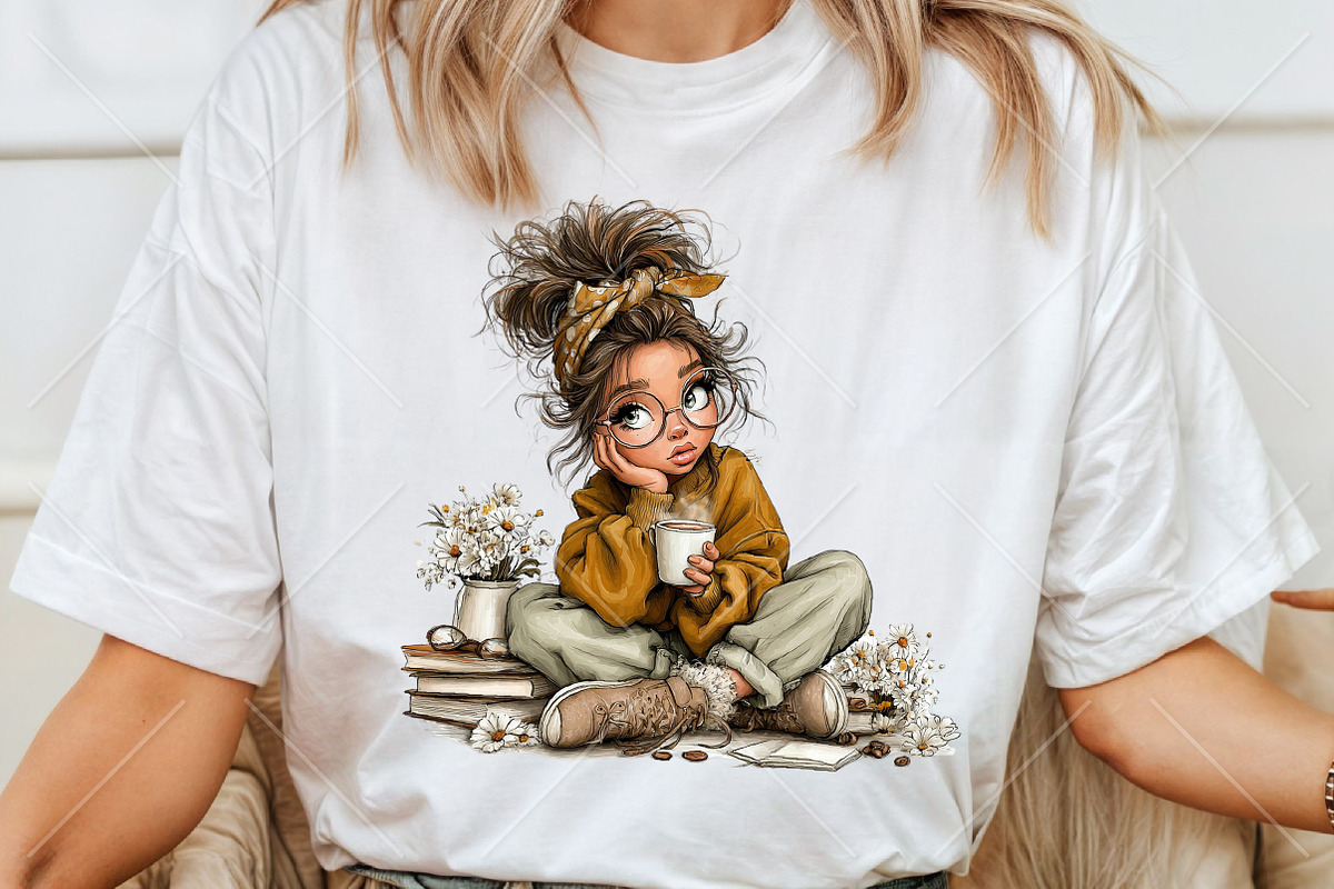Whimsical Coffee Girl Clipart Bundle, a Seasonal Illustration by Canvas Craft (Photo 6 of 10)
