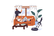 People cleaning home together set, a Person Illustration by PaperTrident (Thumbnail 9 of 9)