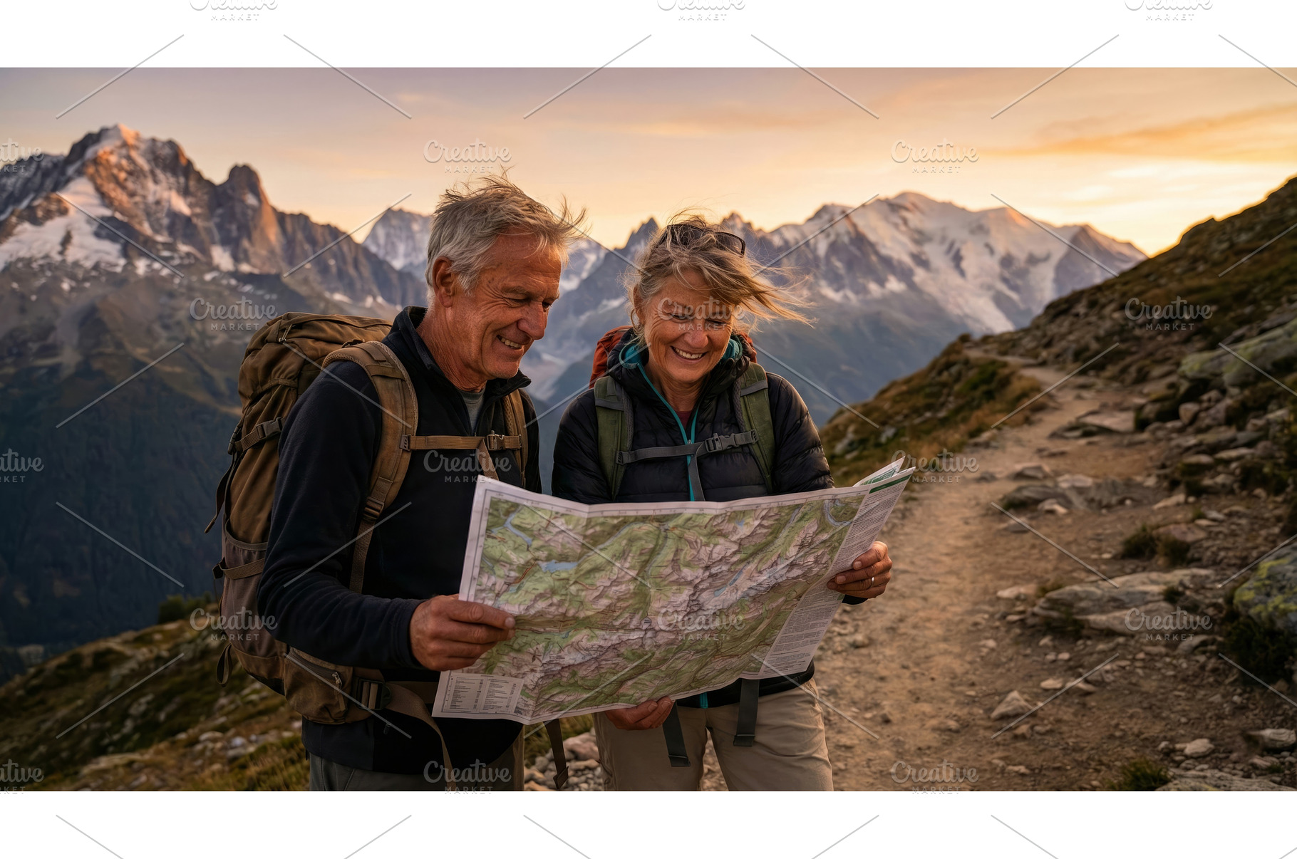 Couple With Map in Mountains, a Nature Photo by CREATIVEDEF