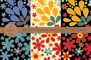 RETRO FLORAL abstract pattern set