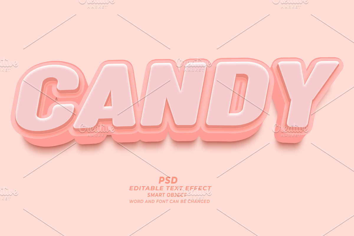 Candy 3D Text Effect Editable PSD, a Layer Style Add-On by TrueVector (Photo 1 of 2)