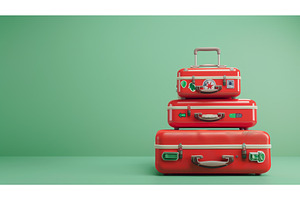 Three colorful vintage suitcases, an Arts & Entertainment Photo by Sergey Kotenev