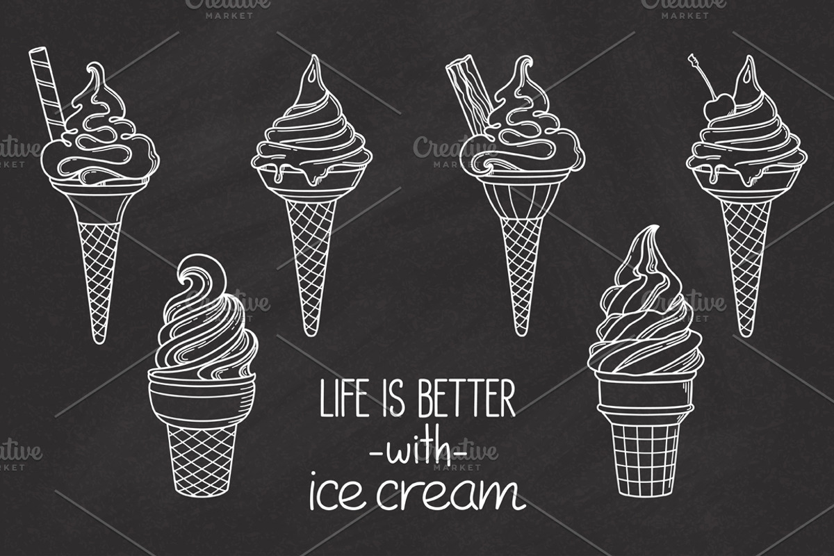 14 hand drawn ice creams vector set, a Background Graphic by InkySplash (Photo 5 of 6)