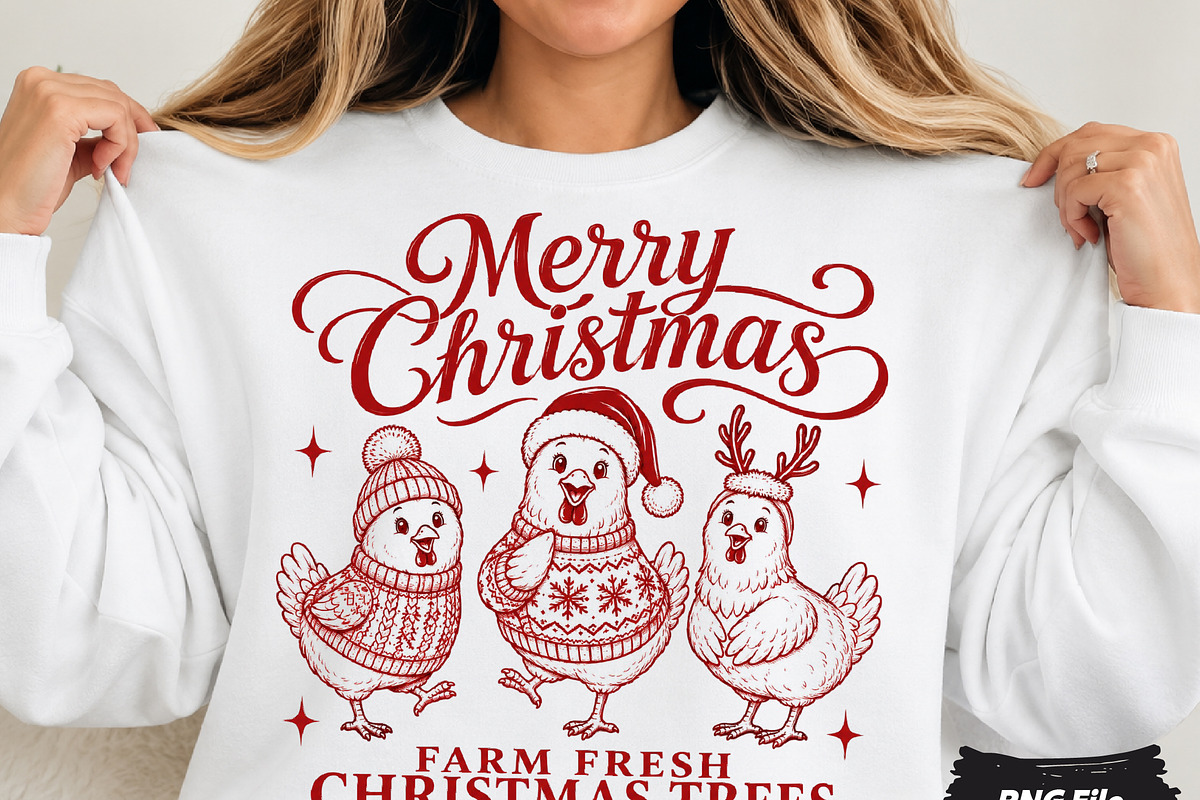 Funny Christmas Chicken PNG, a Seasonal Illustration by DreamCafeArt (Photo 1 of 7)