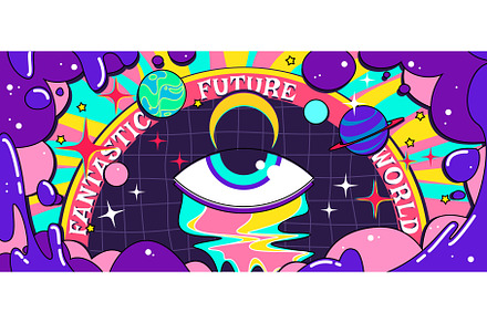 Psychedelic retro poster with, an Illustration by art PVP - market