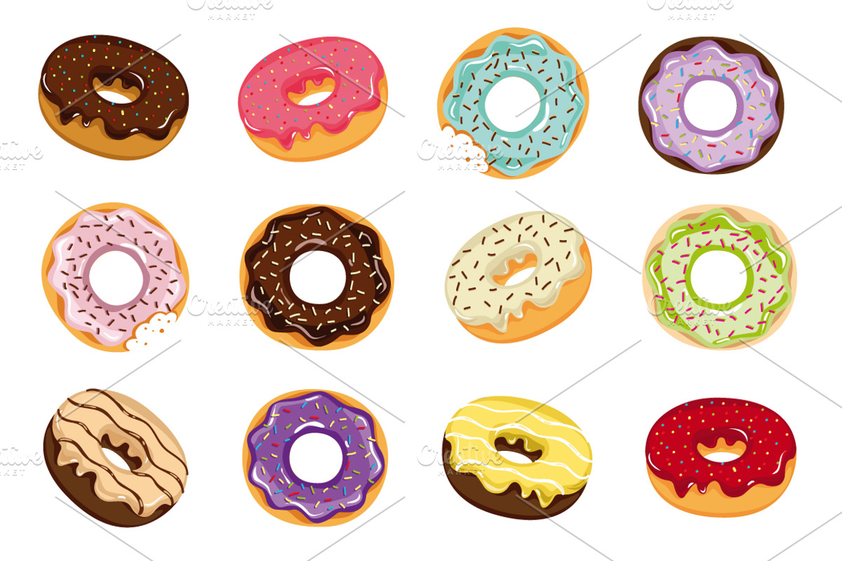 Cute donuts with colorful glazing, a Background Graphic by martynmarin (Photo 4 of 11)
