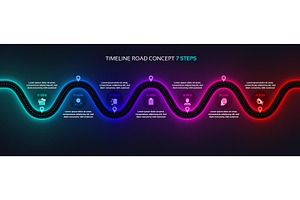 Timeline infographic 7 steps, an Illustration by RevelStockart