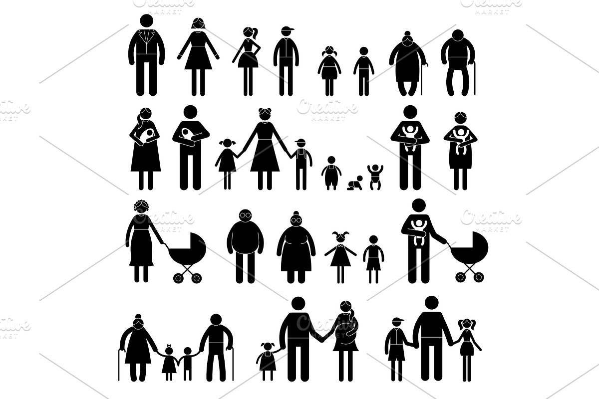 Stick family persons. Father mother, a Graphic by Onyx