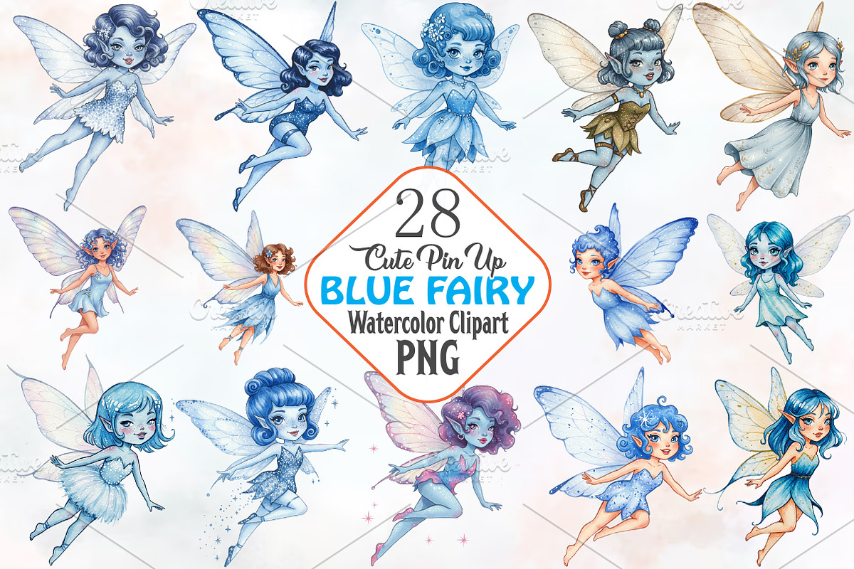 Cute pin up blue fairy, an Illustration by RobertsArt (Photo 1 of 7)