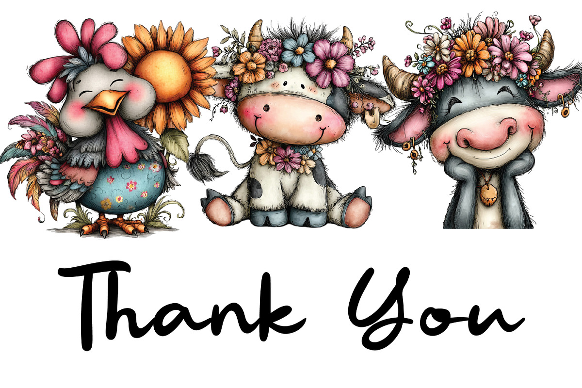 whimsical Funny Farm Animals Clipart, an Illustration by CraftArtStudio (Photo 6 of 6)