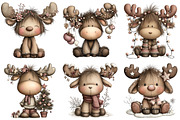 Quirky Christmas Moose Clipart, an Illustration by Craft Nest (Thumbnail 9 of 10)